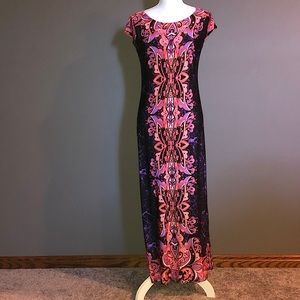 Bob Mackie maxi dress XXS purple and orange and black pattern